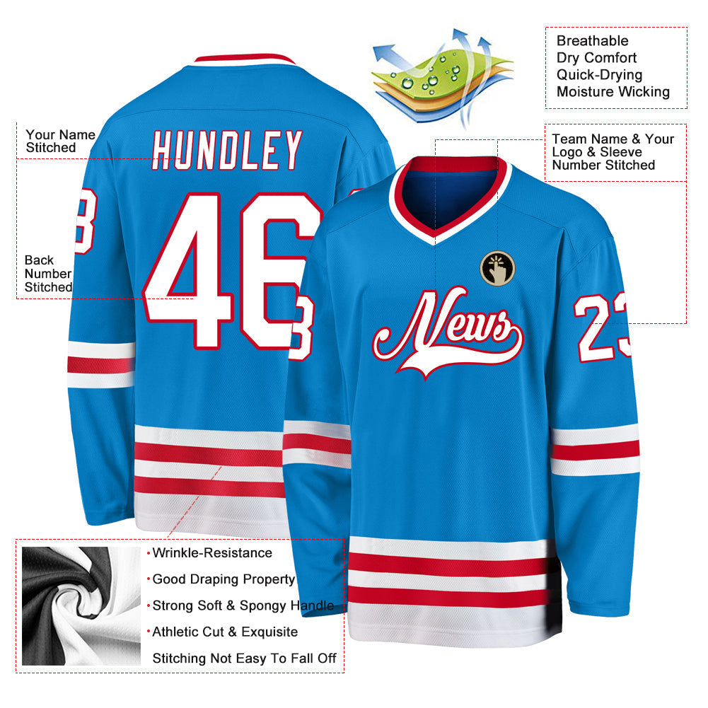 Custom Hockey Jersey - Blue White-Red