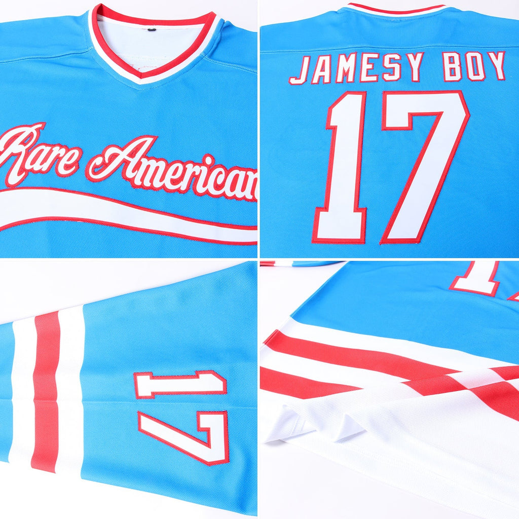 Custom Hockey Jersey - Blue White-Red