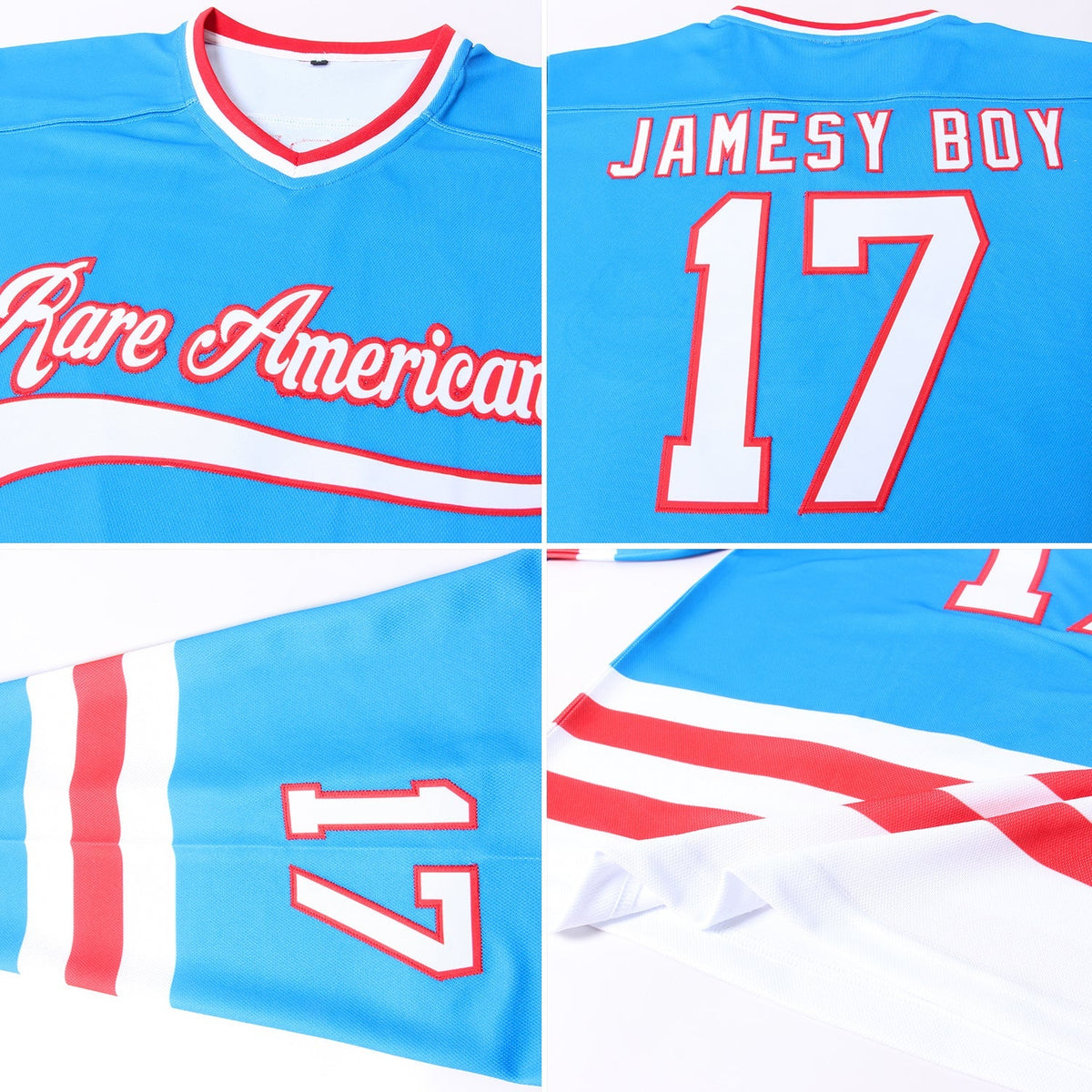 Custom Hockey Jersey - Blue White-Red