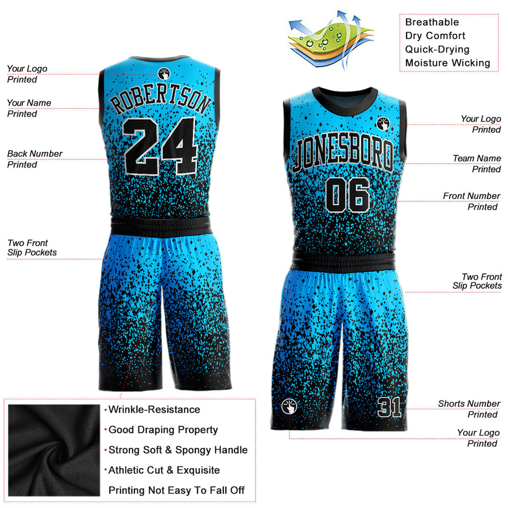 Custom Basketball Jersey - Blue Black-White Round Neck Sublimation Uniform