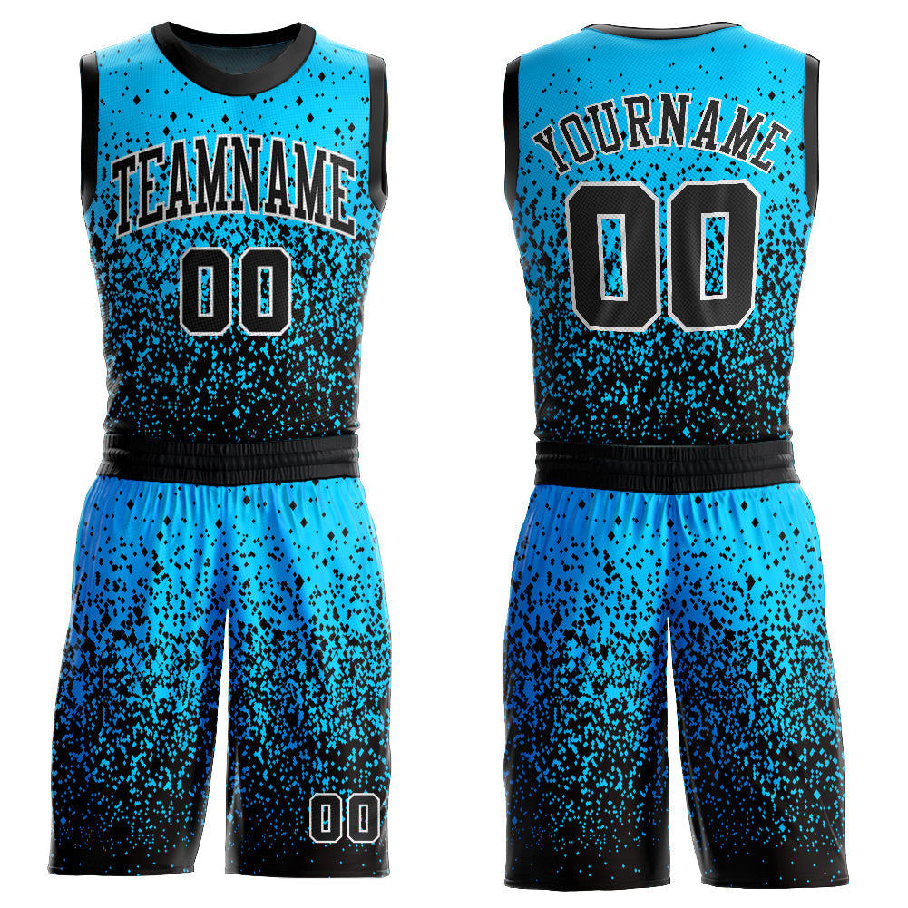 Custom Basketball Jersey - Blue Black-White Round Neck Sublimation Uniform