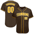 Custom Baseball Jersey - Brown White Pinstripe Gold-White
