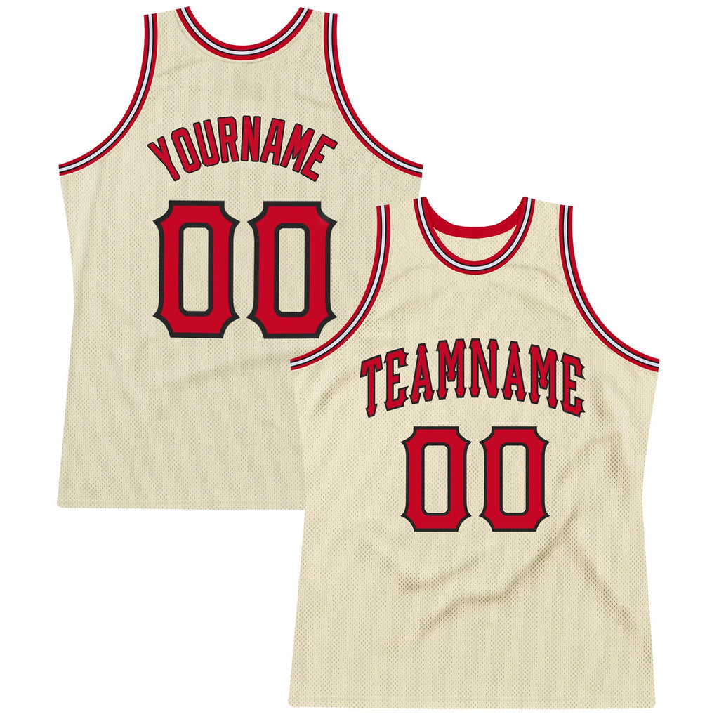 Custom Basketball Jersey - Cream Red-Black Throwback - Style Cream0076