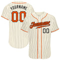 Custom Baseball Jersey - Cream Black Pinstripe Orange-Black