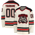 Custom Hockey Jersey - Cream Black-Red - Style Cream0296