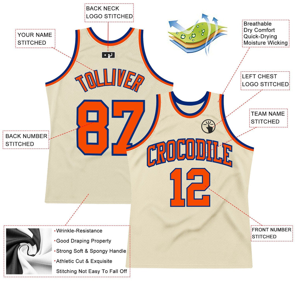 Custom Basketball Jersey - Cream Orange-Royal Throwback