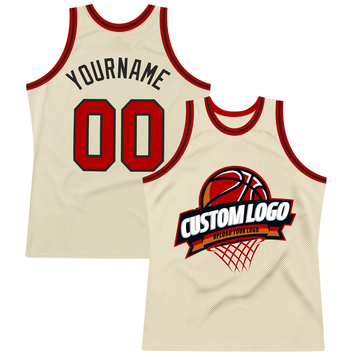Custom Basketball Jersey - Cream Red-Black Throwback - Style Cream0513
