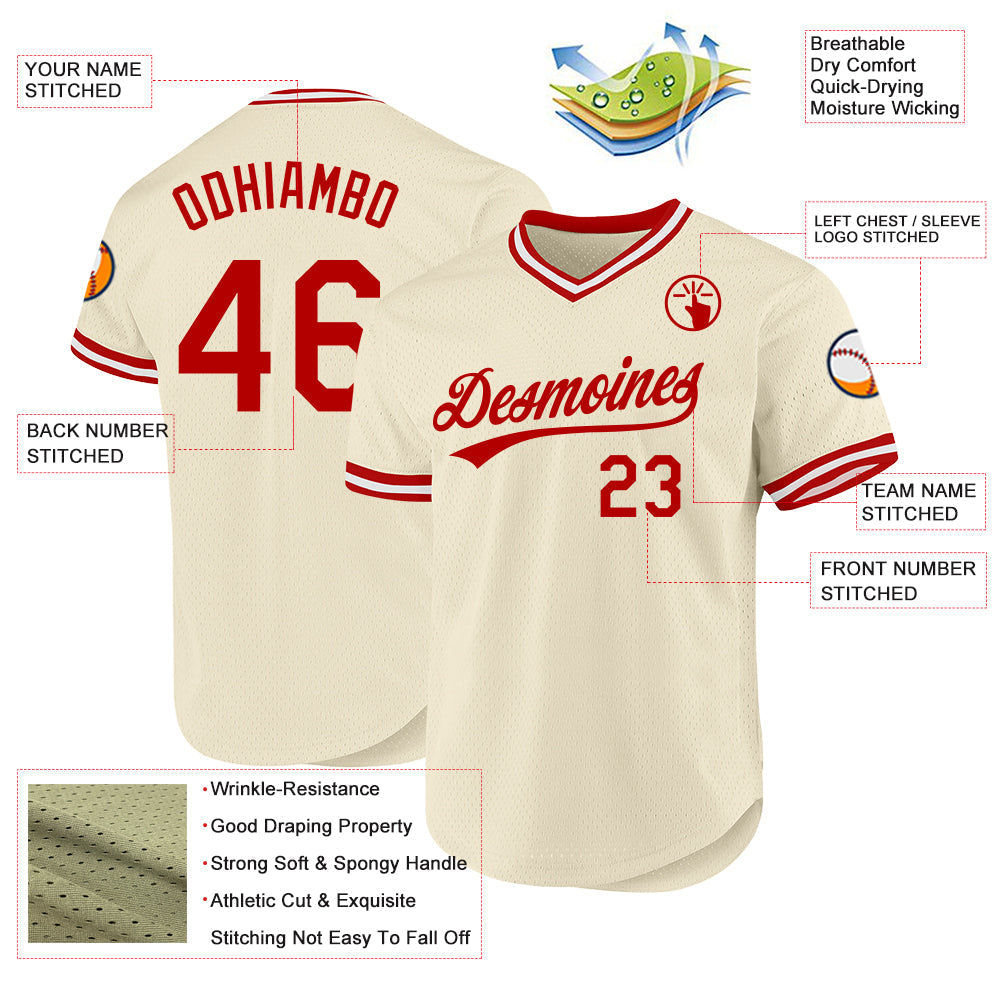Custom Baseball Jersey - Cream Red-White Throwback