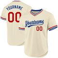 Custom Baseball Jersey - Cream Red Royal-White Throwback
