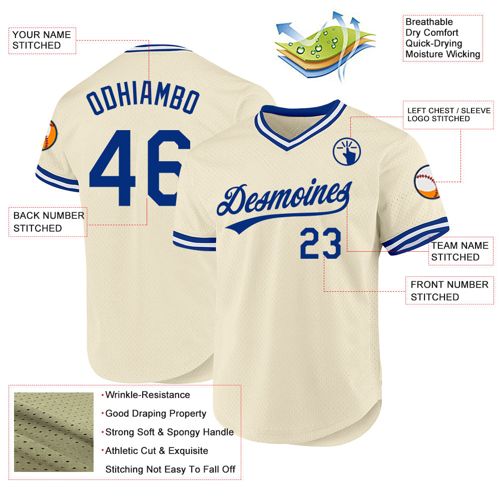 Custom Baseball Jersey - Cream Royal-White Throwback