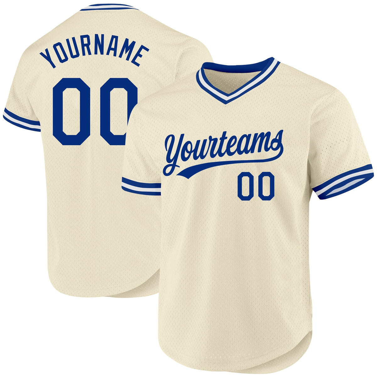 Custom Baseball Jersey - Cream Royal-White Throwback