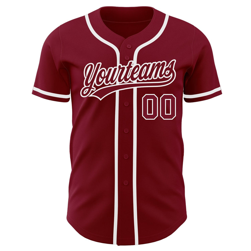 Custom Baseball Jersey - Crimson Crimson-White