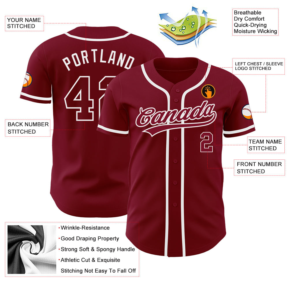 Custom Baseball Jersey - Crimson Crimson-White