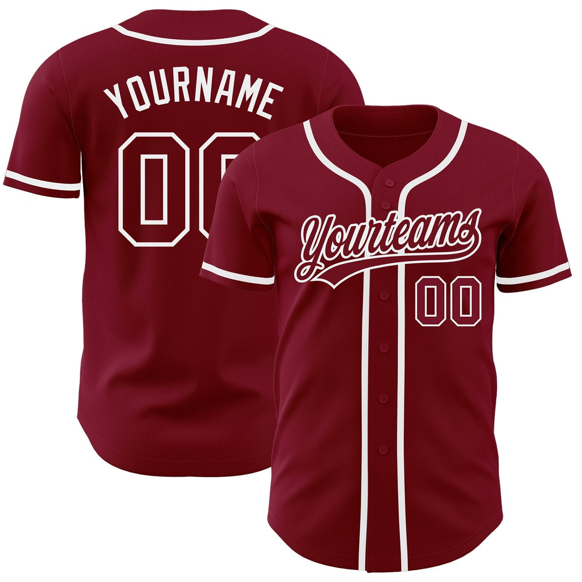 Custom Baseball Jersey - Crimson Crimson-White