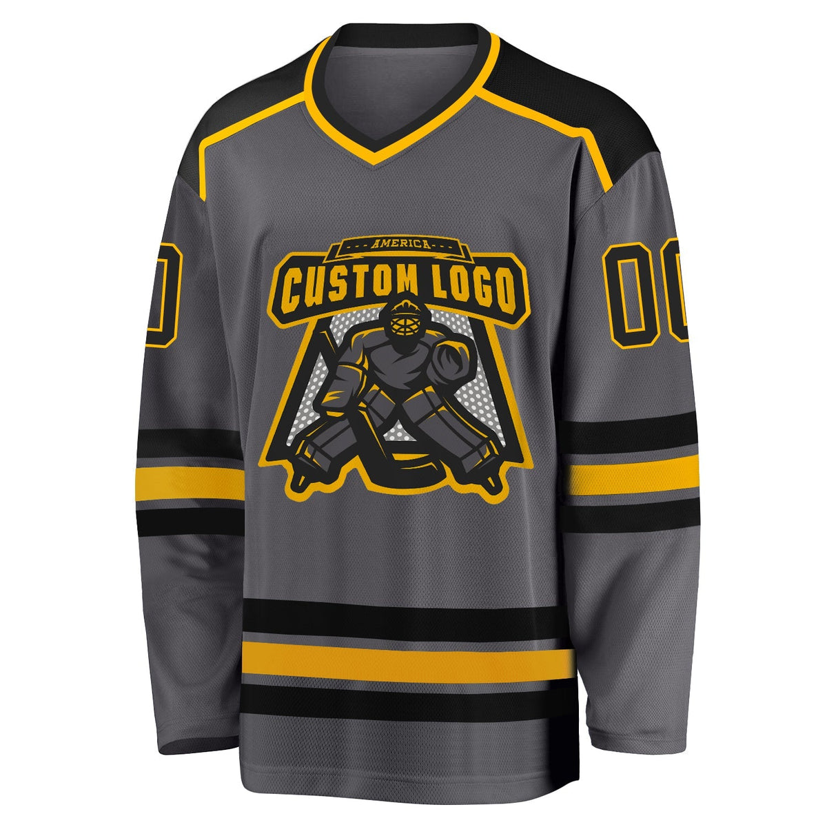 Custom Hockey Jersey - Steel Gray Black-Gold