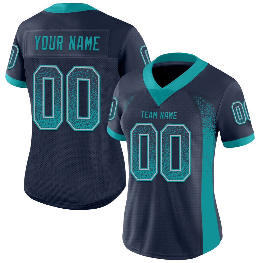 Custom Football Jersey - Navy Teal-Gray Drift Fashion
