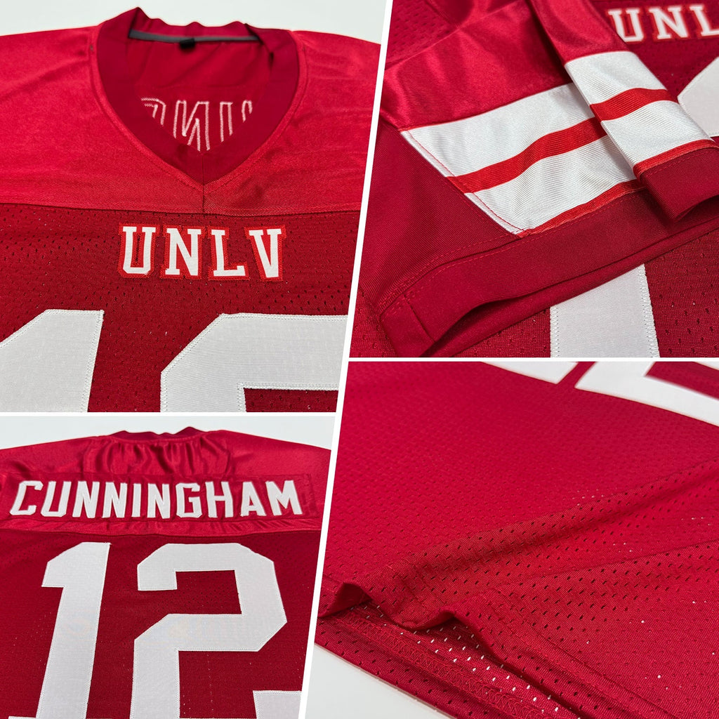 Custom Football Jersey - Red White Mesh