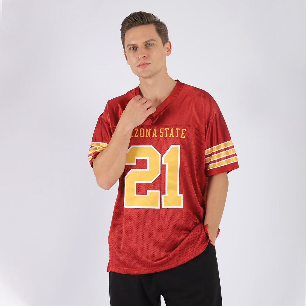 Custom Football Jersey - Red Gold-White Mesh