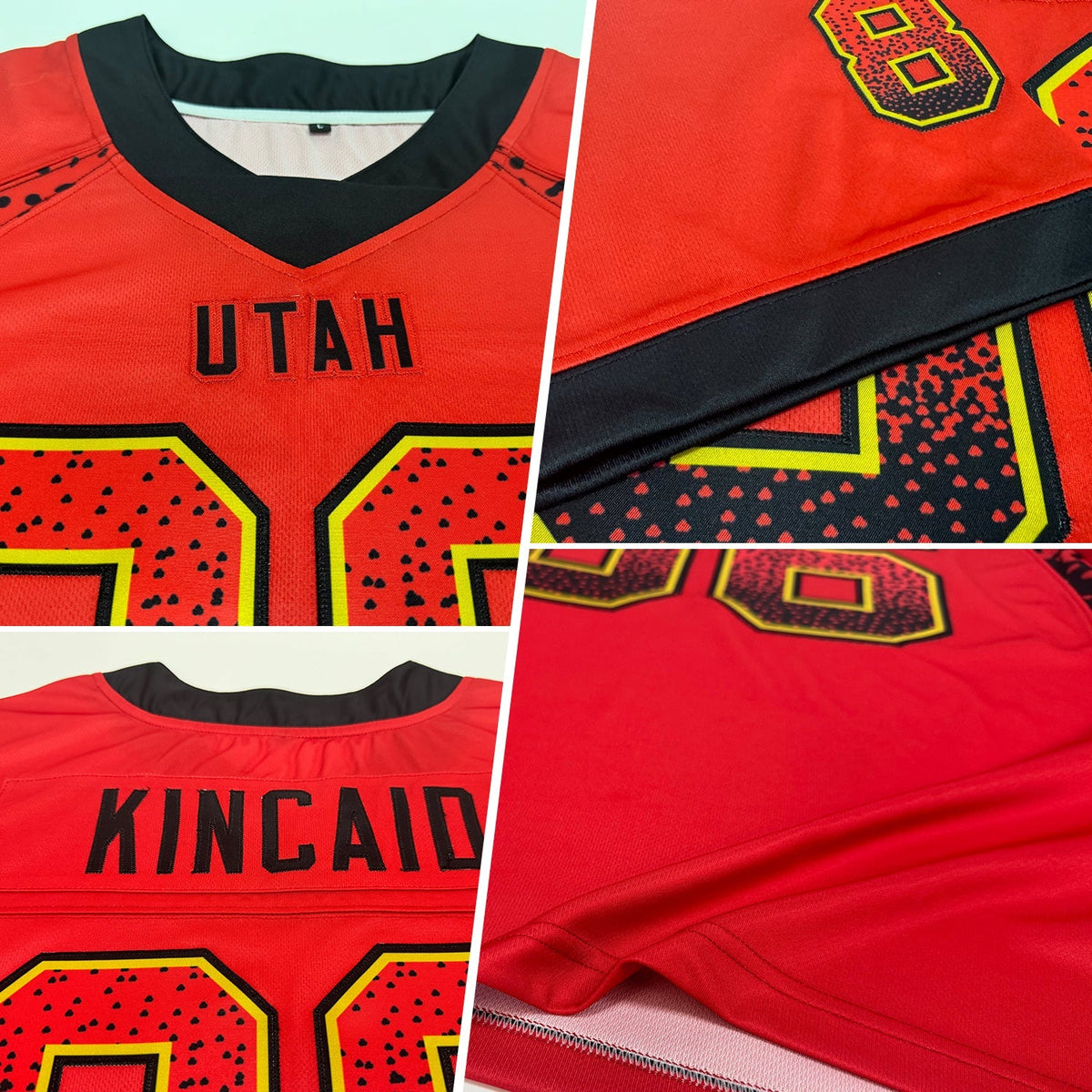Custom Football Jersey - Red Black-Old Gold Drift Fashion
