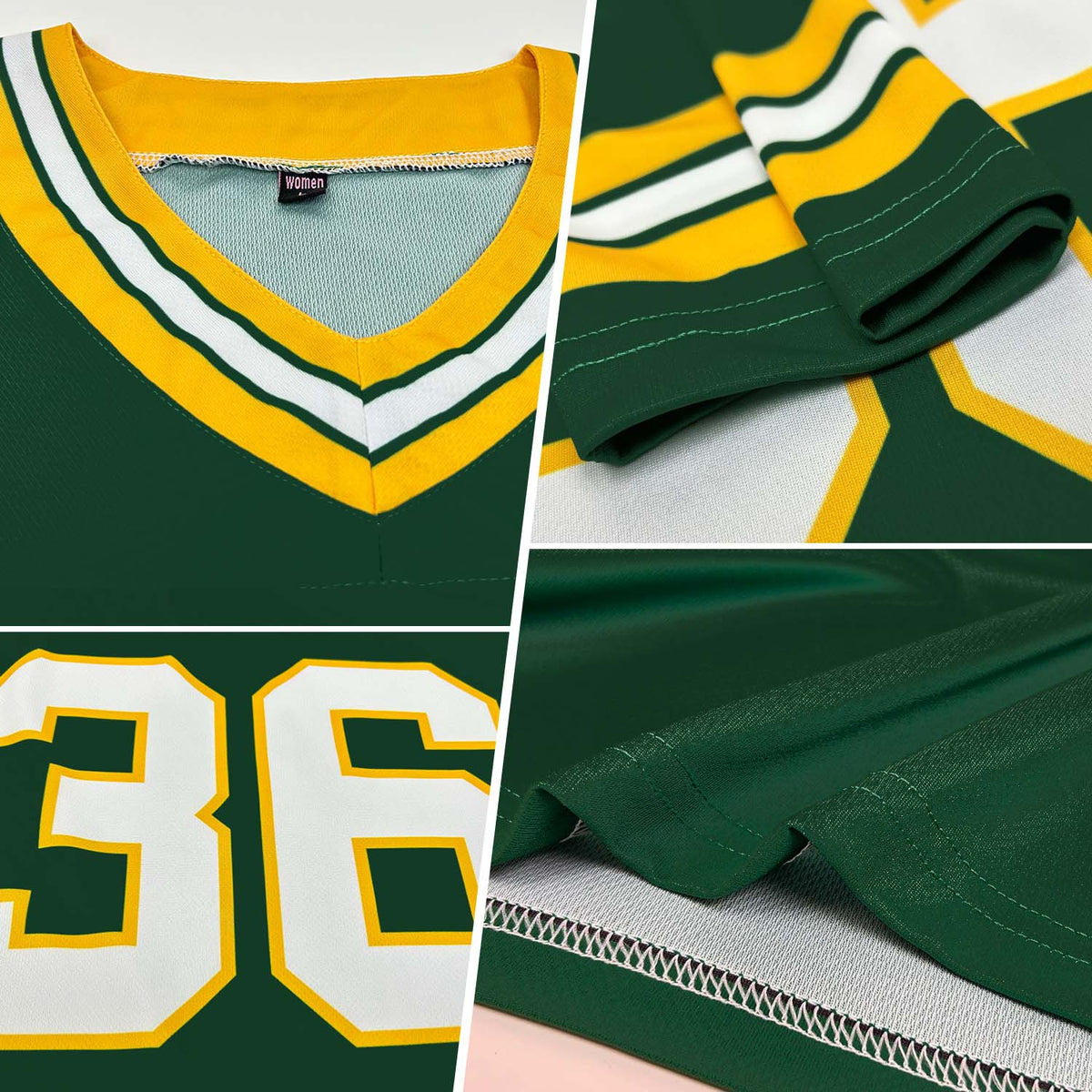 Custom Football Jersey - Green White-Gold