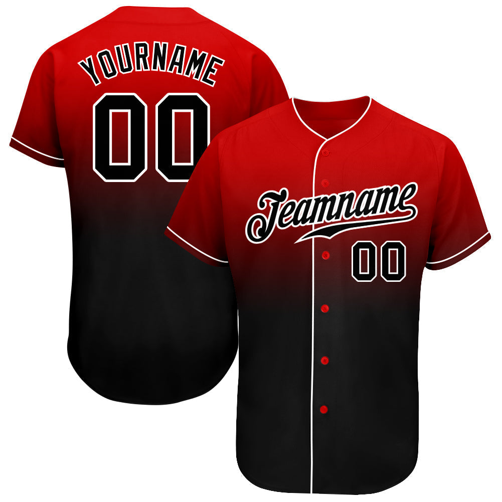 Custom Baseball Jersey - Red Black-White Fade Fashion