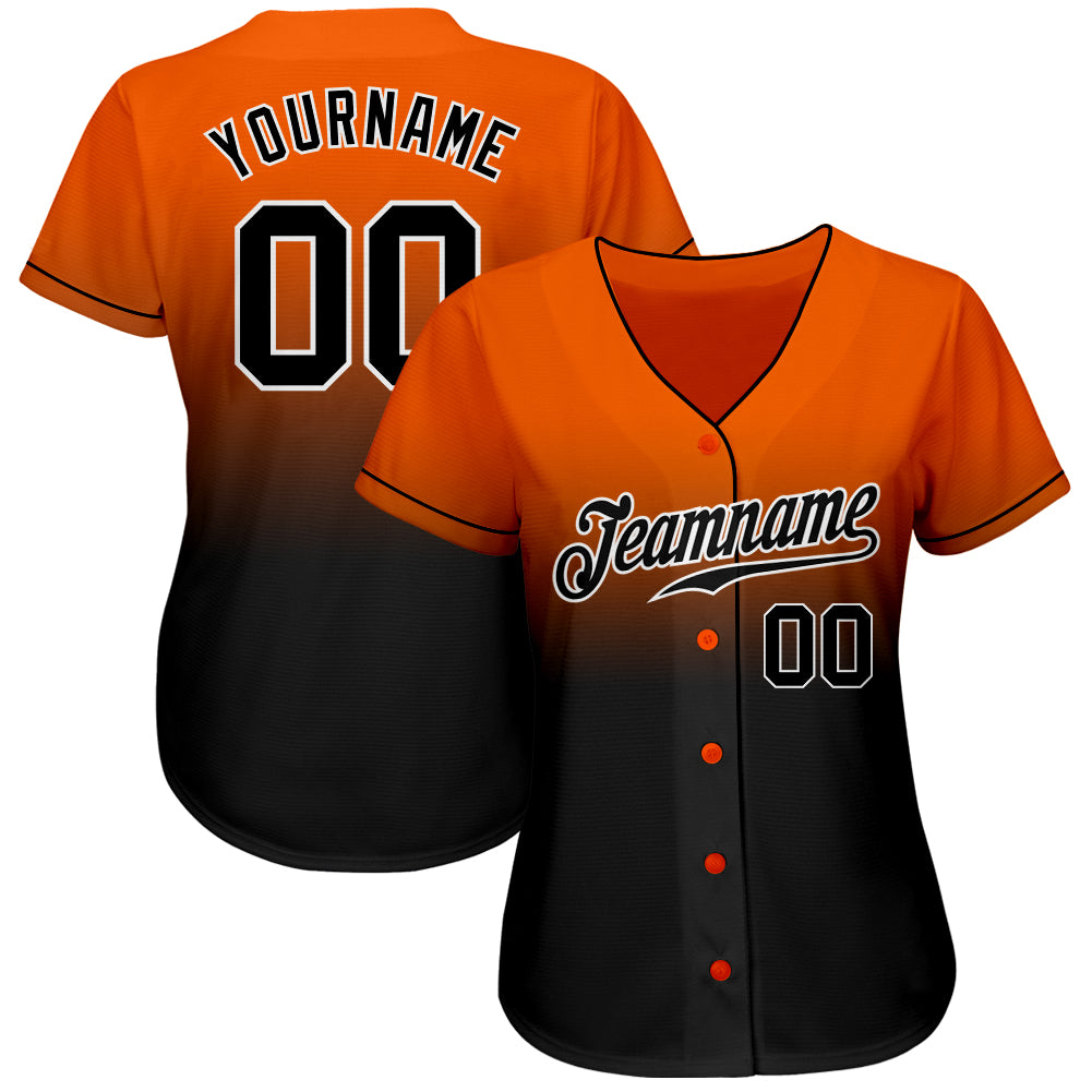 Custom Baseball Jersey - Orange Black-White Fade Fashion