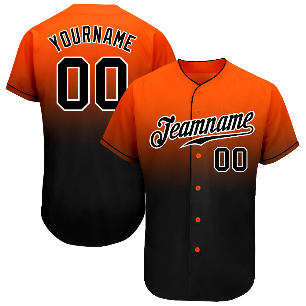 Custom Baseball Jersey - Orange Black-White Fade Fashion