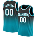 Custom Basketball Jersey - Black White-Teal Fade Fashion