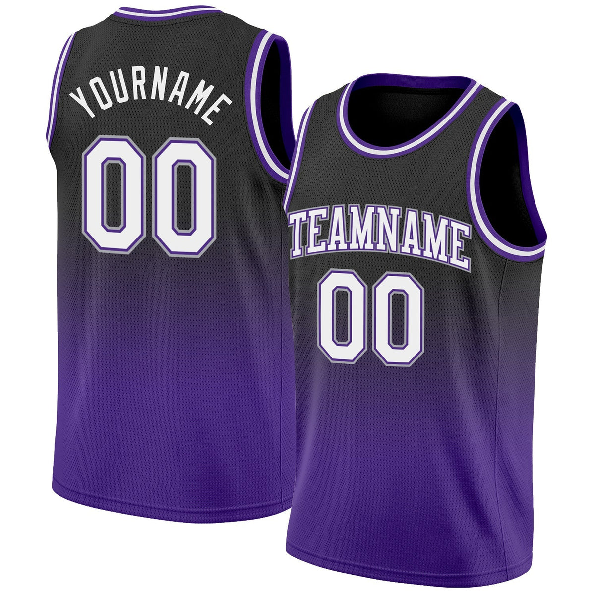 Custom Basketball Jersey - Black White-Purple Fade Fashion