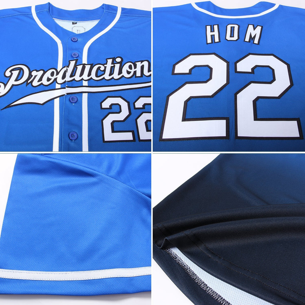 Custom Baseball Jersey - Royal White-Black Fade Fashion