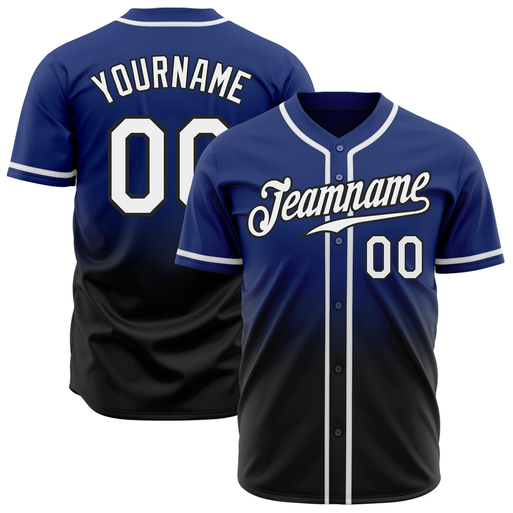 Custom Baseball Jersey - Royal White-Black Fade Fashion