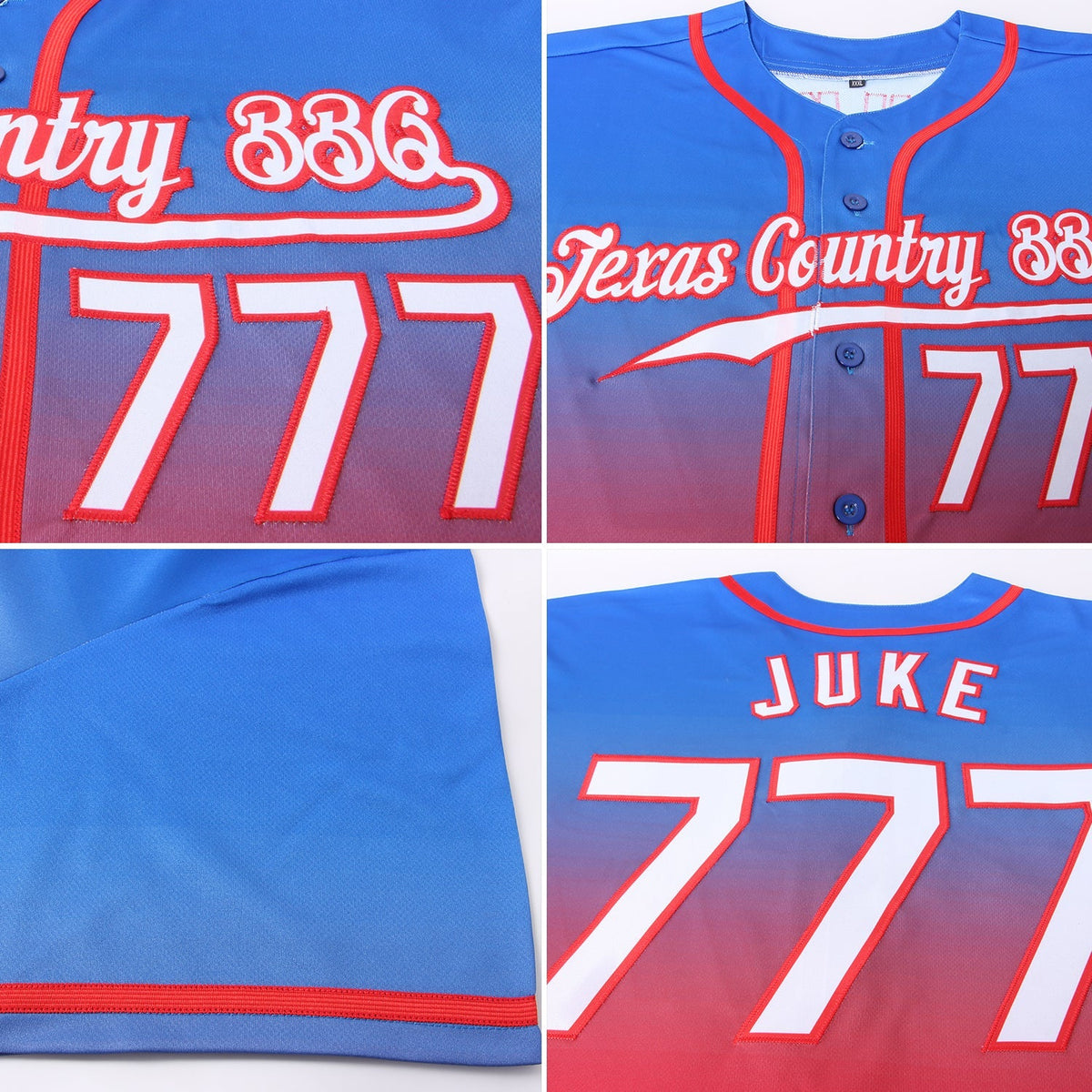 Custom Baseball Jersey - Royal White-Red Fade Fashion
