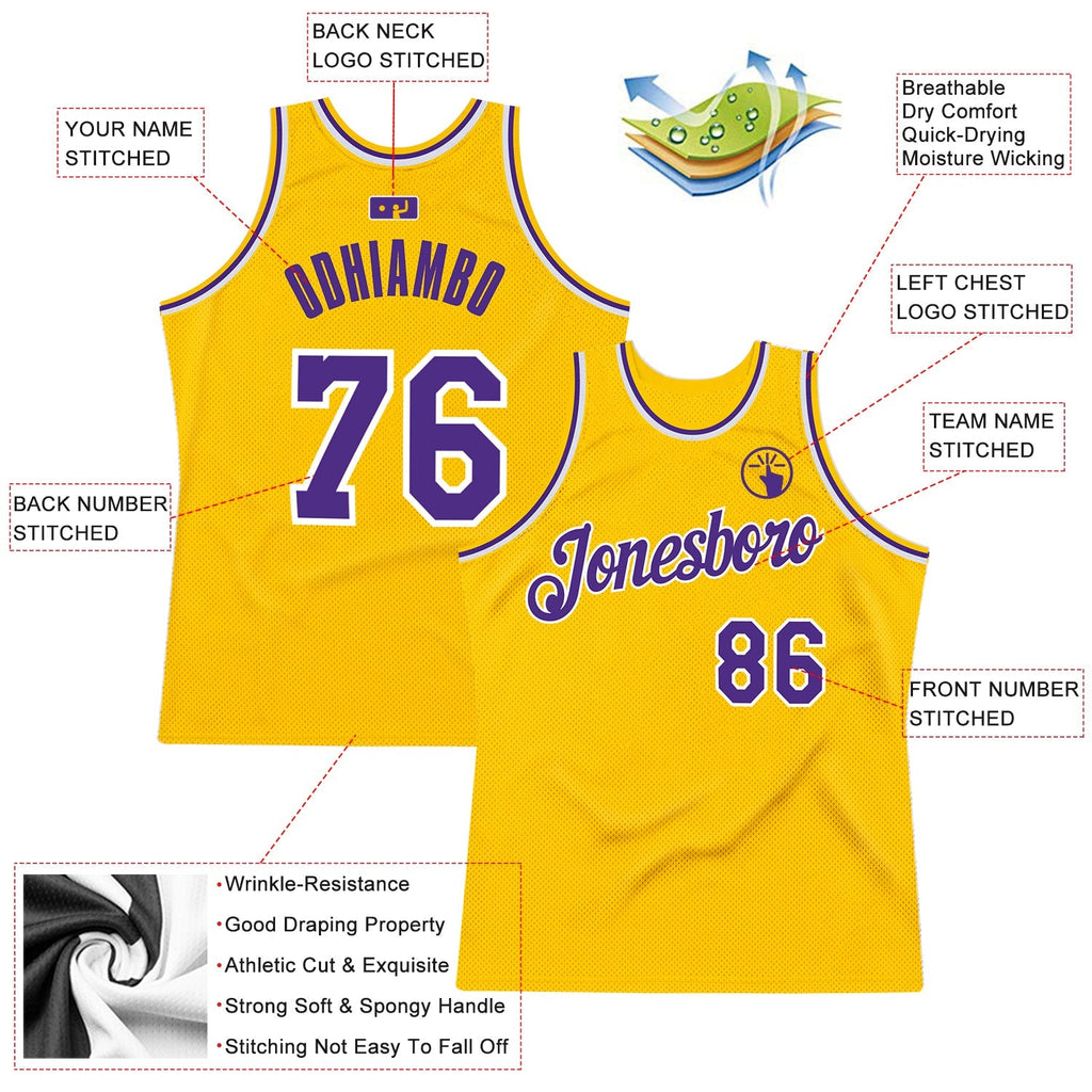 Custom Basketball Jersey - Gold Purple-White Throwback - Style Gold0076
