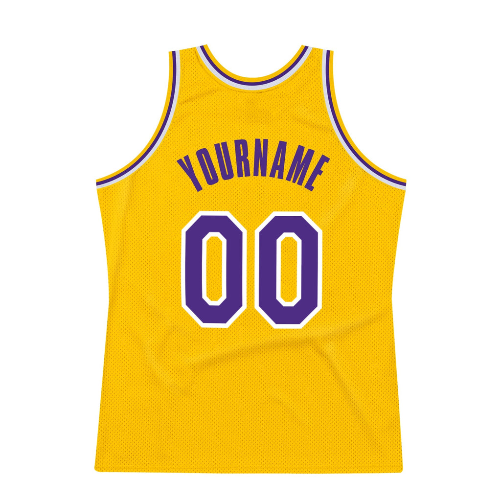 Custom Basketball Jersey - Gold Purple-White Throwback - Style Gold0076