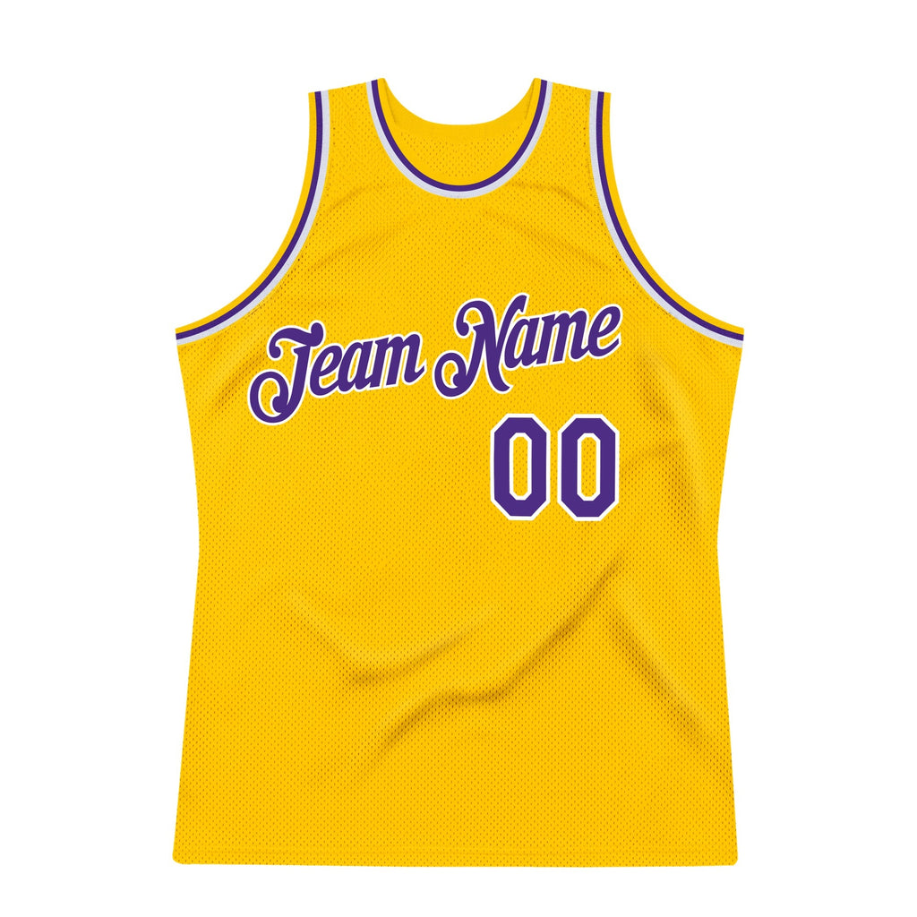 Custom Basketball Jersey - Gold Purple-White Throwback - Style Gold0076
