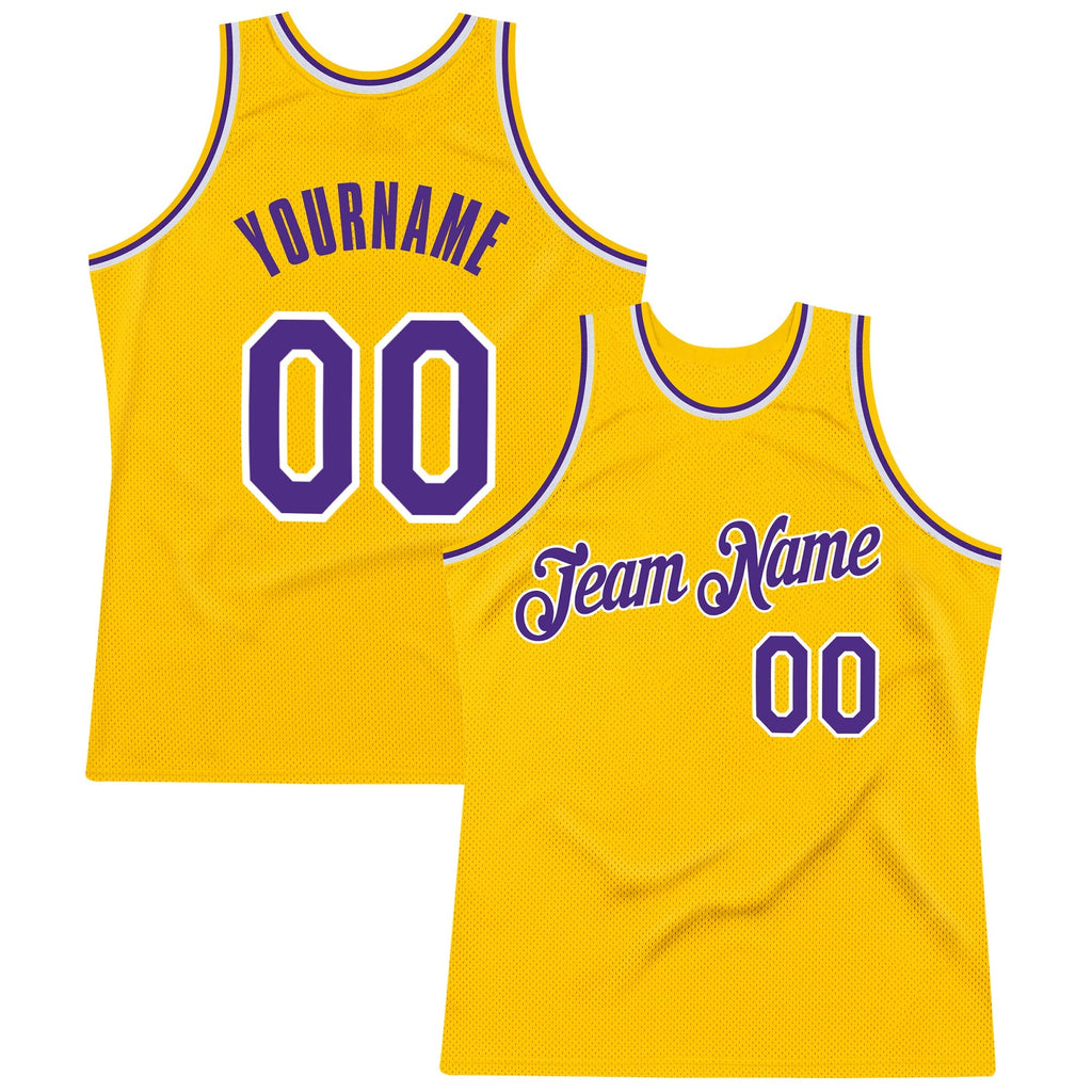 Custom Basketball Jersey - Gold Purple-White Throwback - Style Gold0076