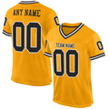 Custom Football Jersey - Gold Black-White Mesh Throwback
