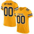Custom Football Jersey - Gold Black-White Mesh