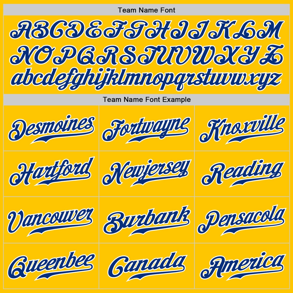 Custom Baseball Jersey - Yellow Royal Pinstripe Royal-White
