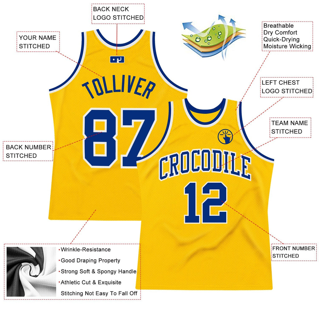 Custom Basketball Jersey - Gold Royal-White Throwback - Style Gold0276