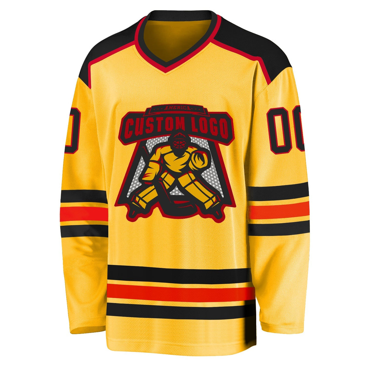 Custom Hockey Jersey - Gold Black-Red