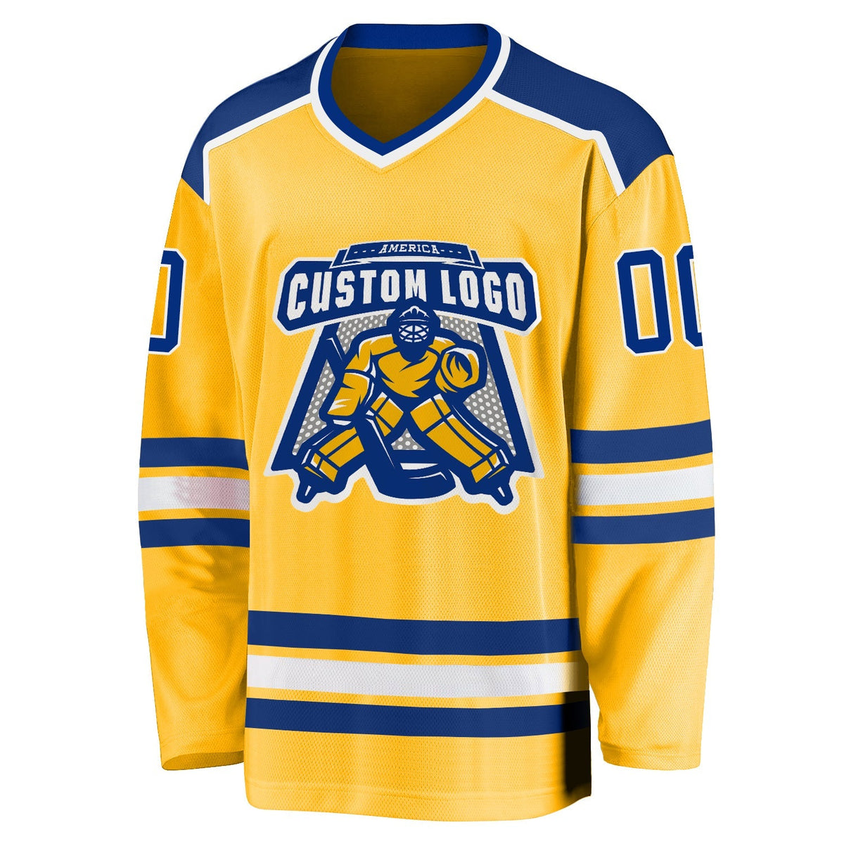 Custom Hockey Jersey - Gold Royal-White