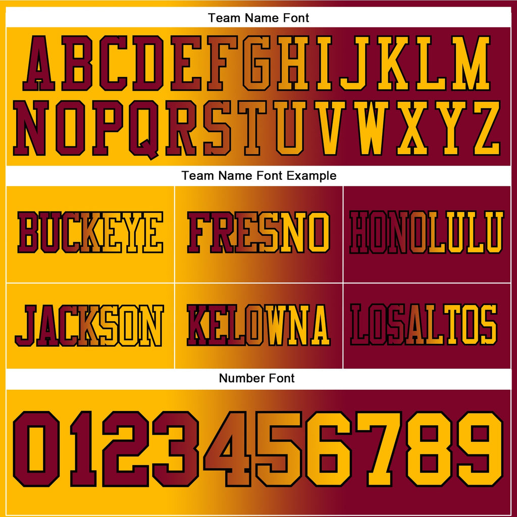 Custom Football Jersey - Maroon Gold-Black Gradient Fashion