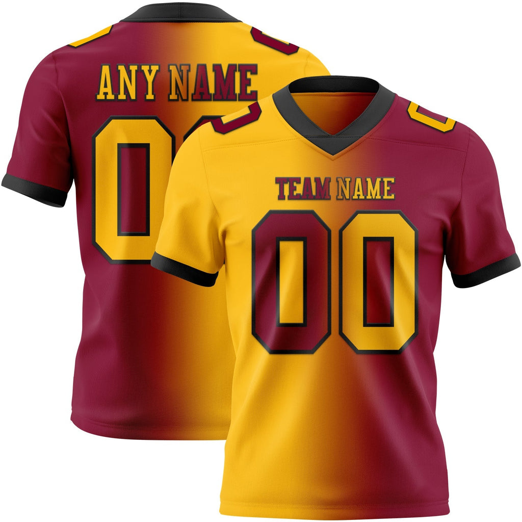 Custom Football Jersey - Maroon Gold-Black Gradient Fashion
