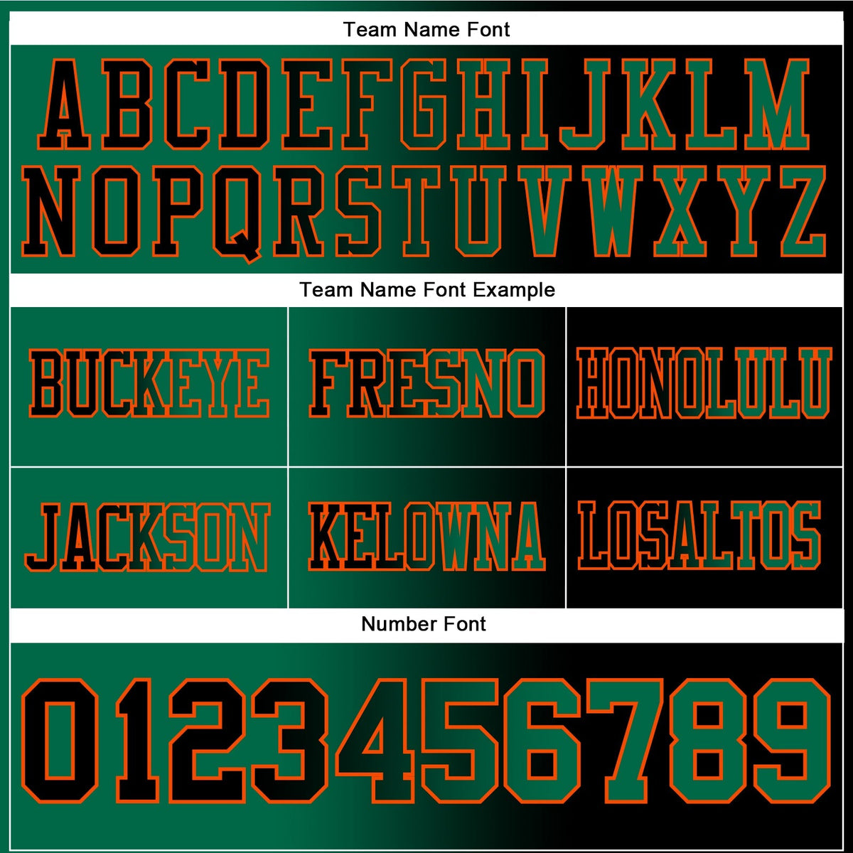 Custom Football Jersey - Black Kelly Green-Orange Gradient Fashion