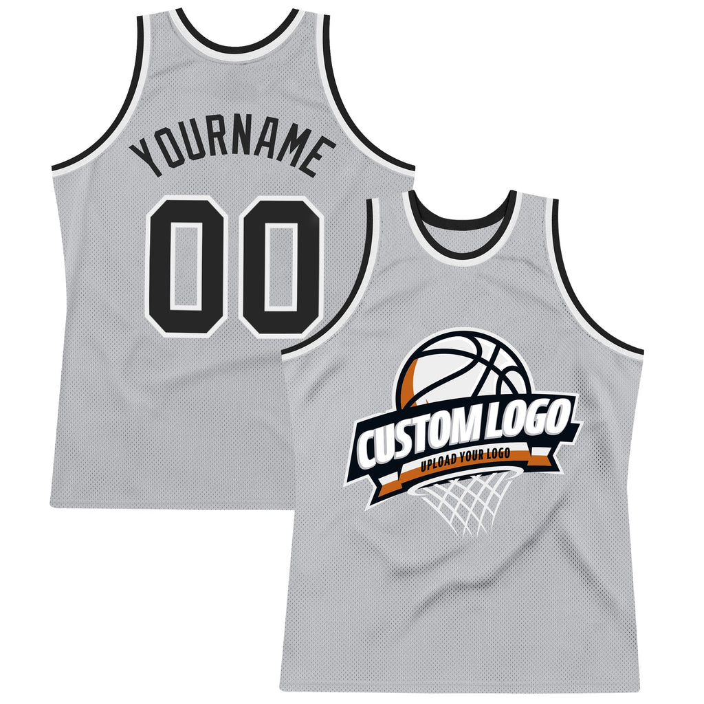 Custom Basketball Jersey - Gray Black-White Throwback