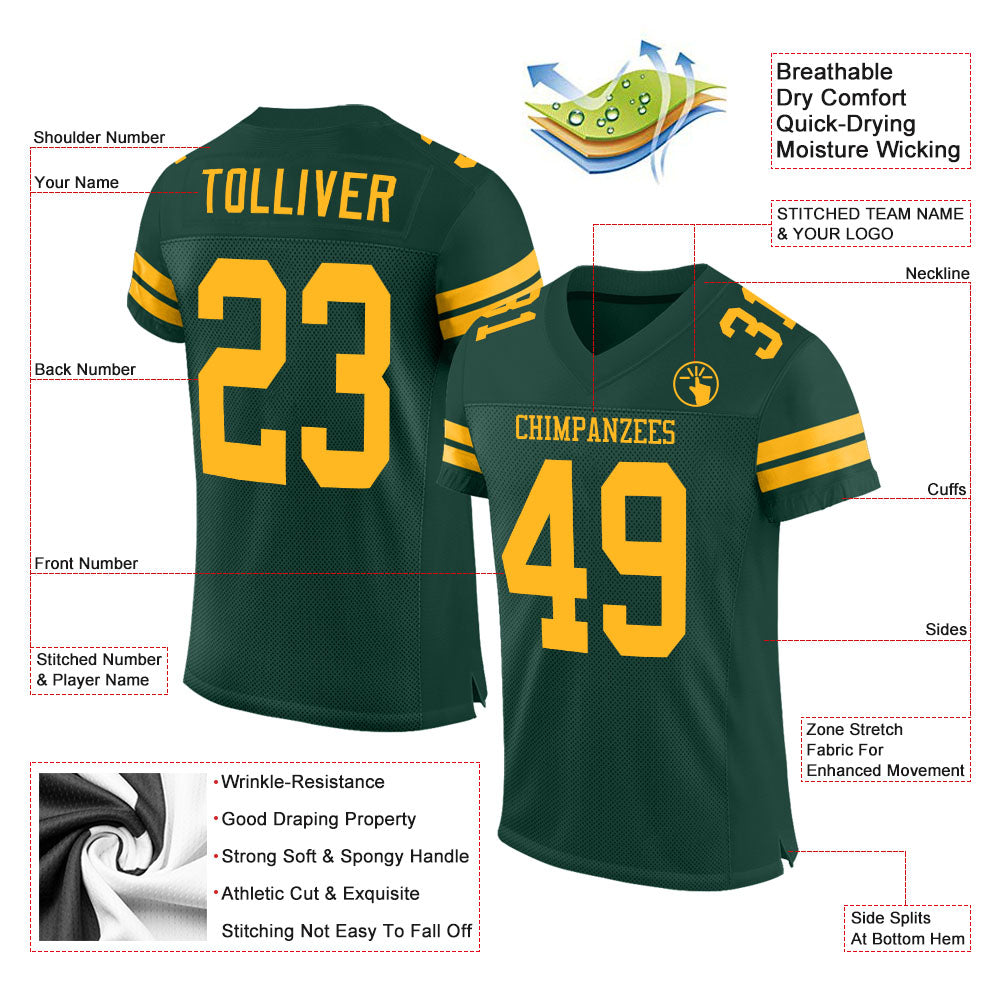 Custom Football Jersey - Green Gold Mesh