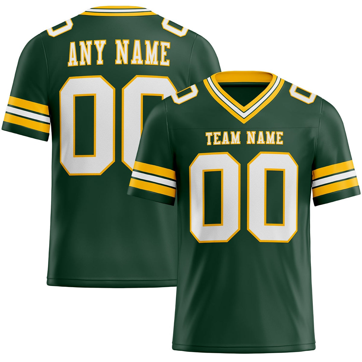 Custom Football Jersey - Green White-Gold