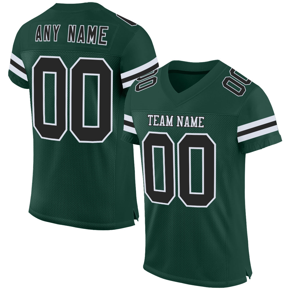 Custom Football Jersey - Green Black-White Mesh