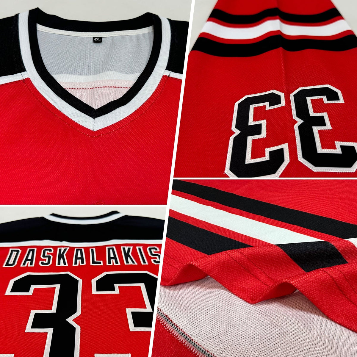 Custom Hockey Jersey - Red Black-White - Style Red0481